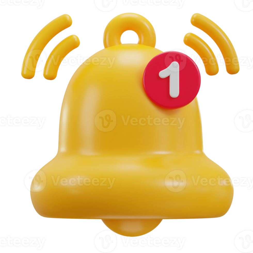 3d notification bell icon illustration png
