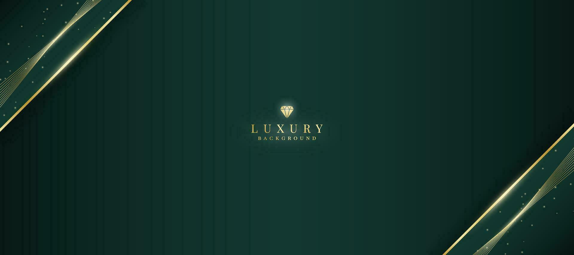 Luxurious dark green background with sparkling gold lines design. vector