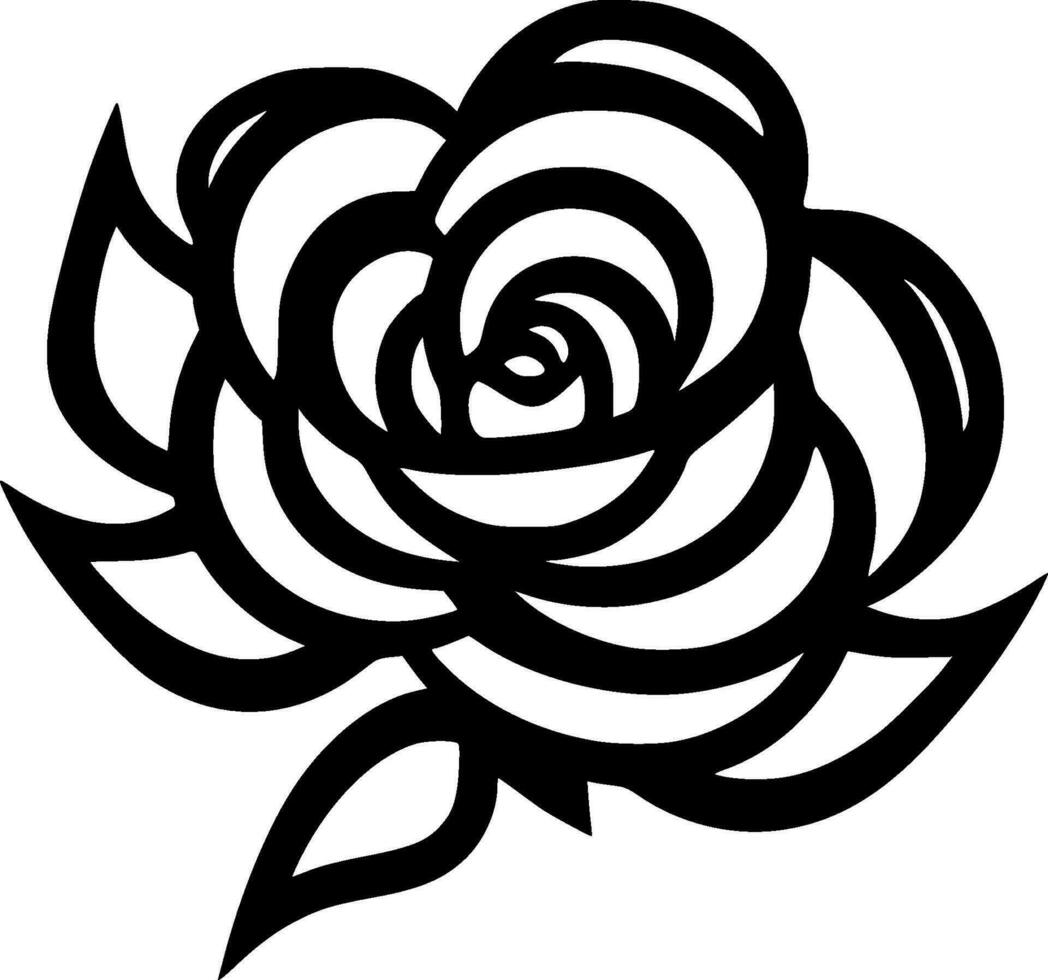 Rose, Black and White Vector illustration