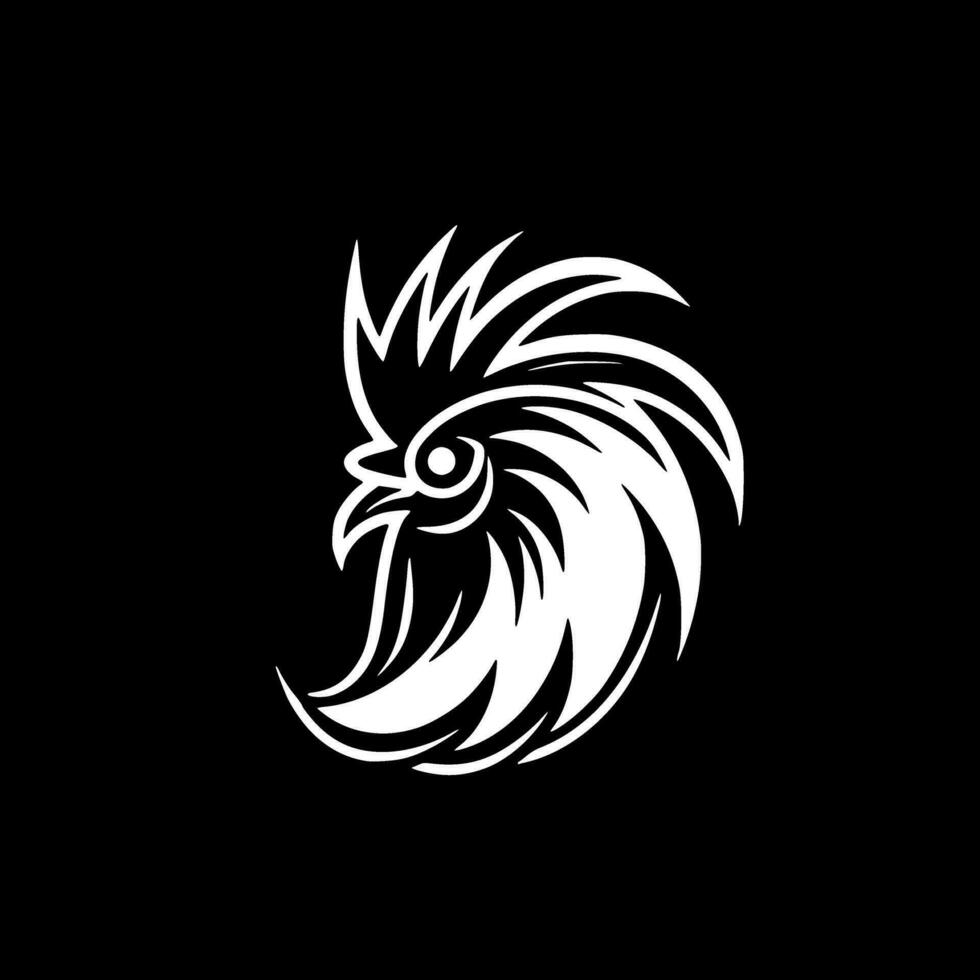 Rooster - Black and White Isolated Icon - Vector illustration