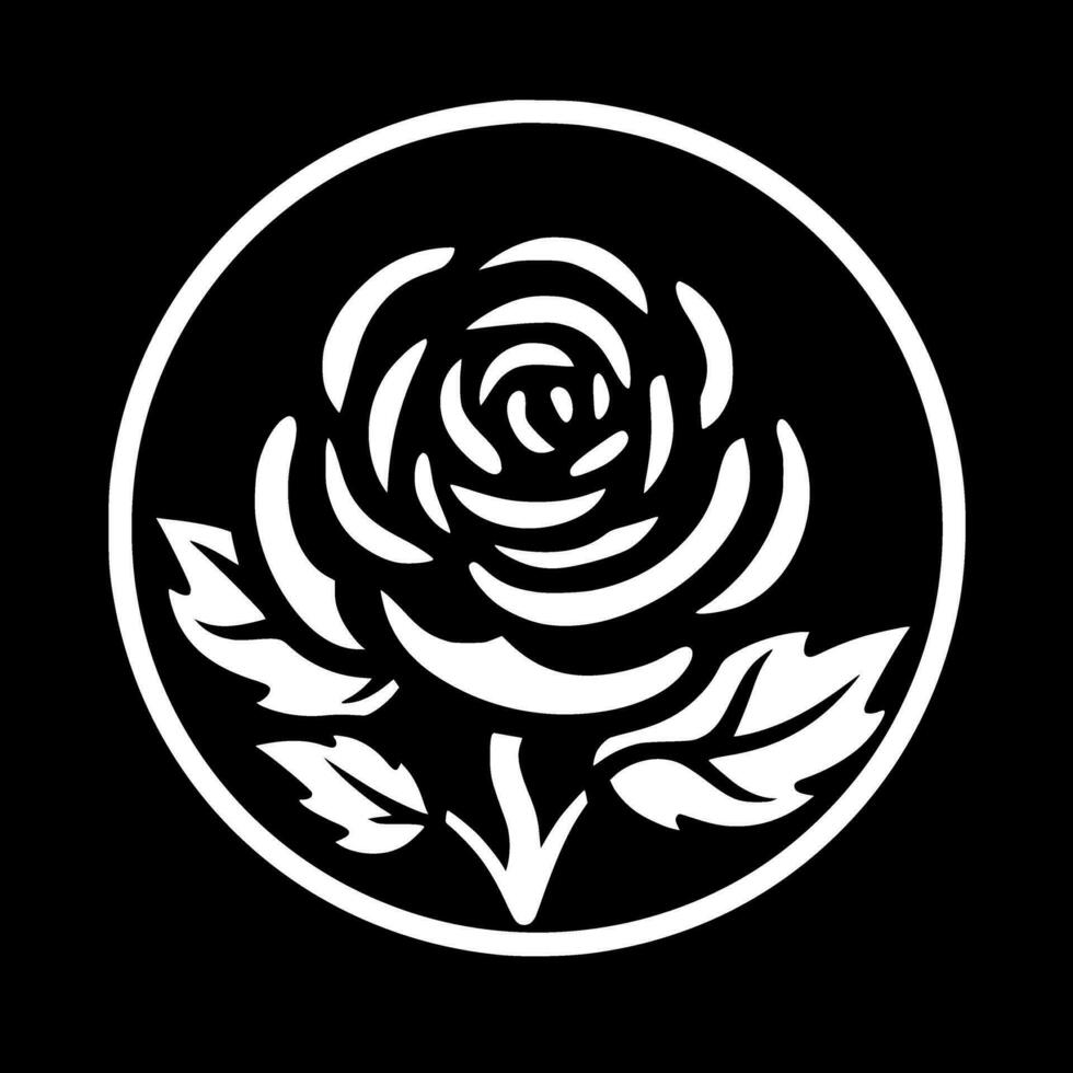 Rosa - negro y blanco aislado icono - vector ilustración