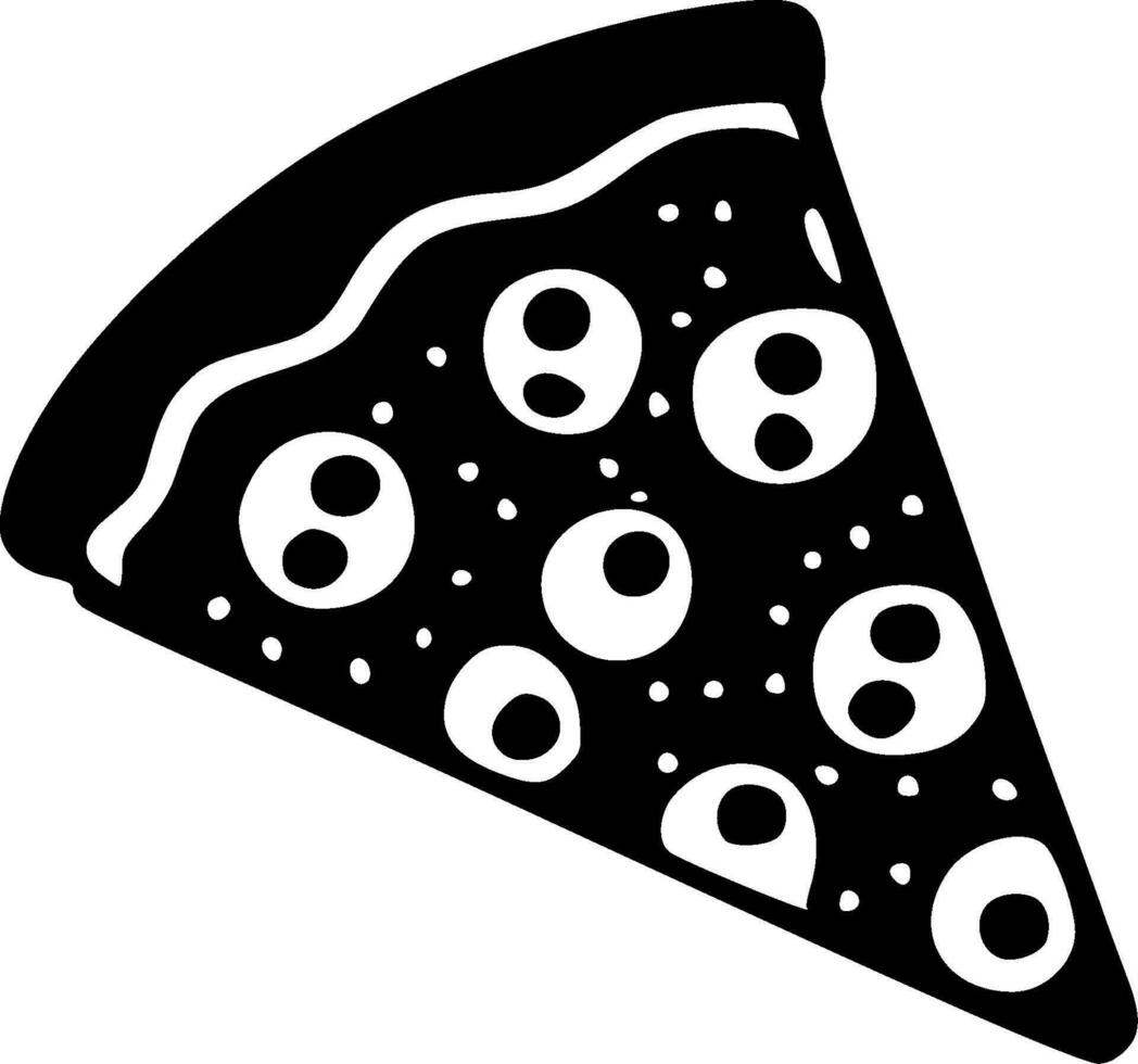 Pizza, Black and White Vector illustration