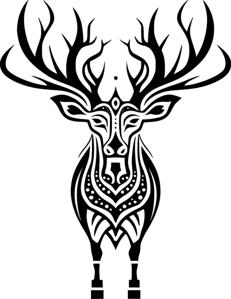 Reindeer, Black and White Vector illustration