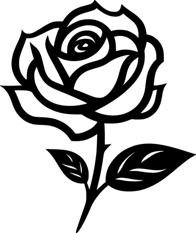 Rosa - negro y blanco aislado icono - vector ilustración