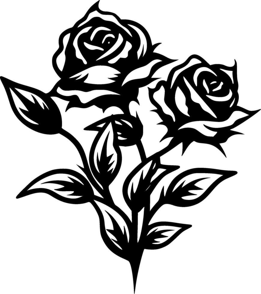 rosas, negro y blanco vector ilustración