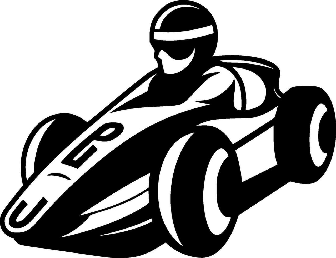 Racing, Black and White Vector illustration