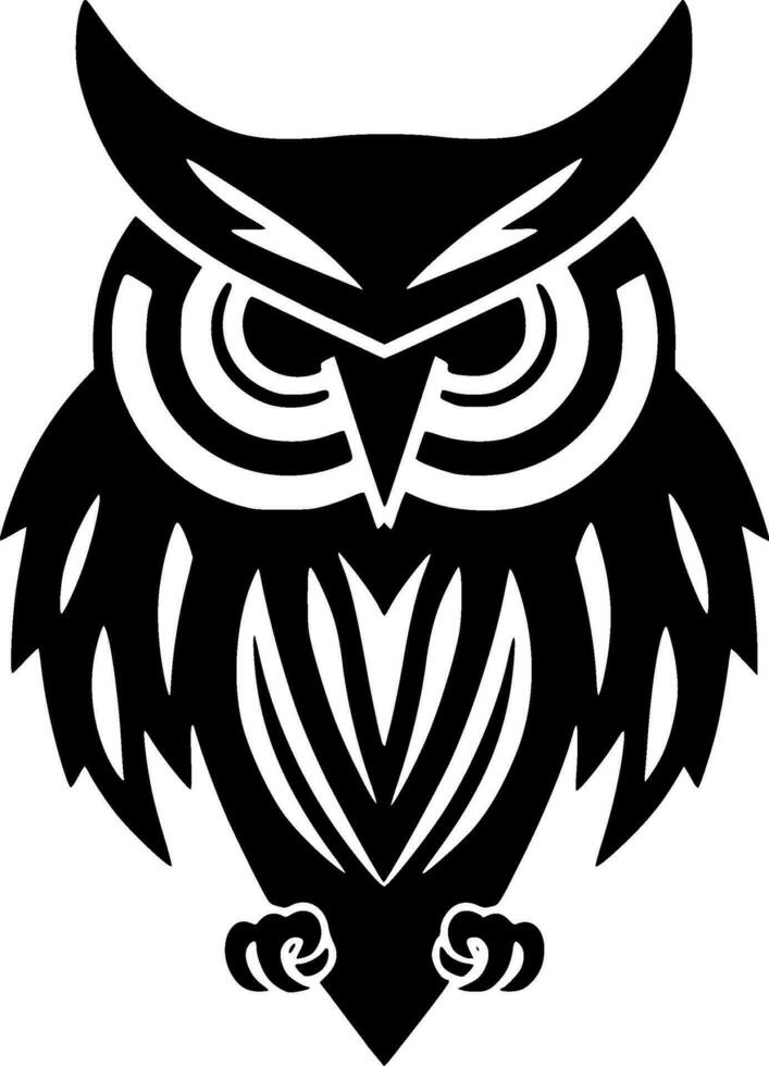 Owl, Black and White Vector illustration