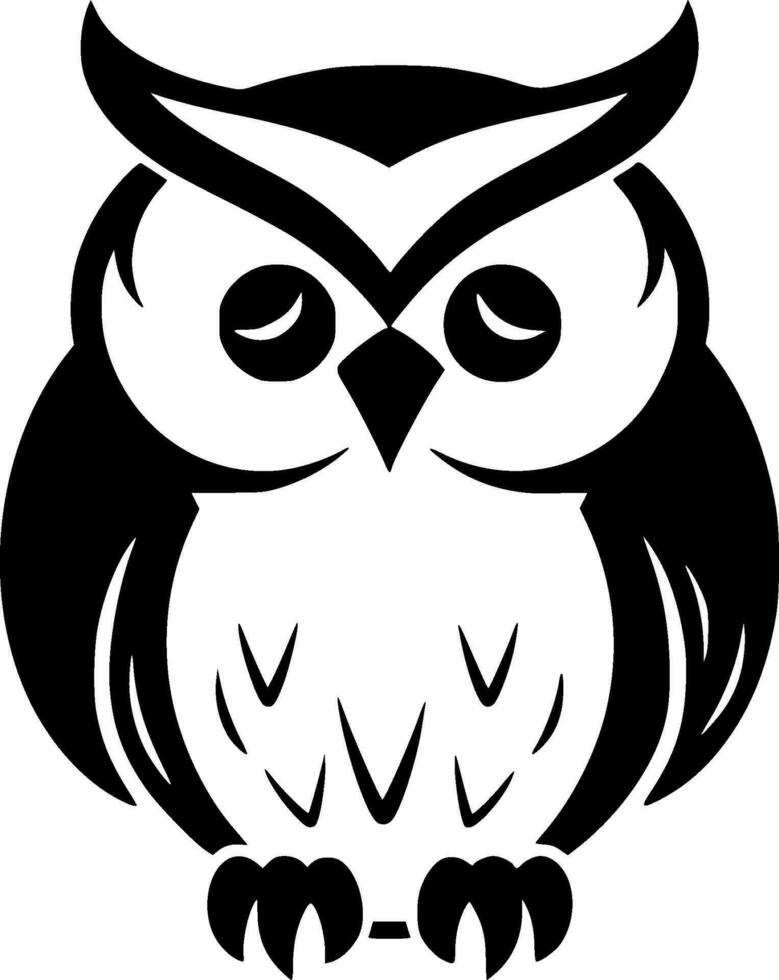 Owl - Black and White Isolated Icon - Vector illustration