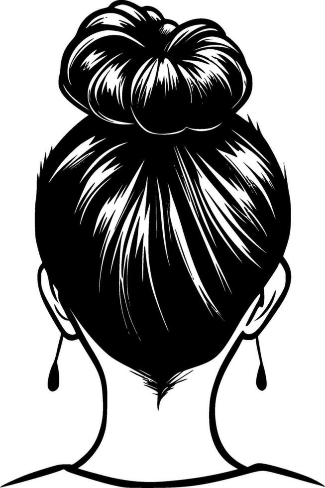 Messy Bun - High Quality Vector Logo - Vector illustration ideal for T-shirt graphic