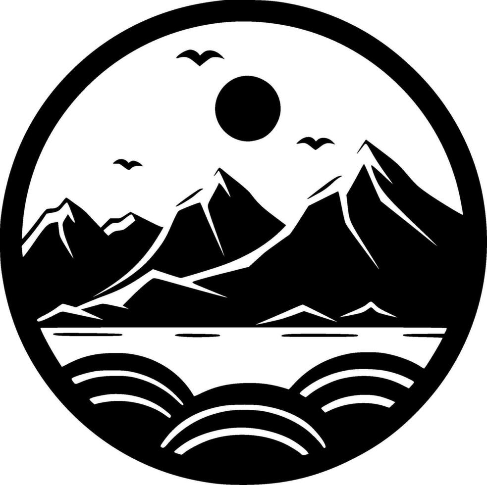 Ocean, Minimalist and Simple Silhouette - Vector illustration