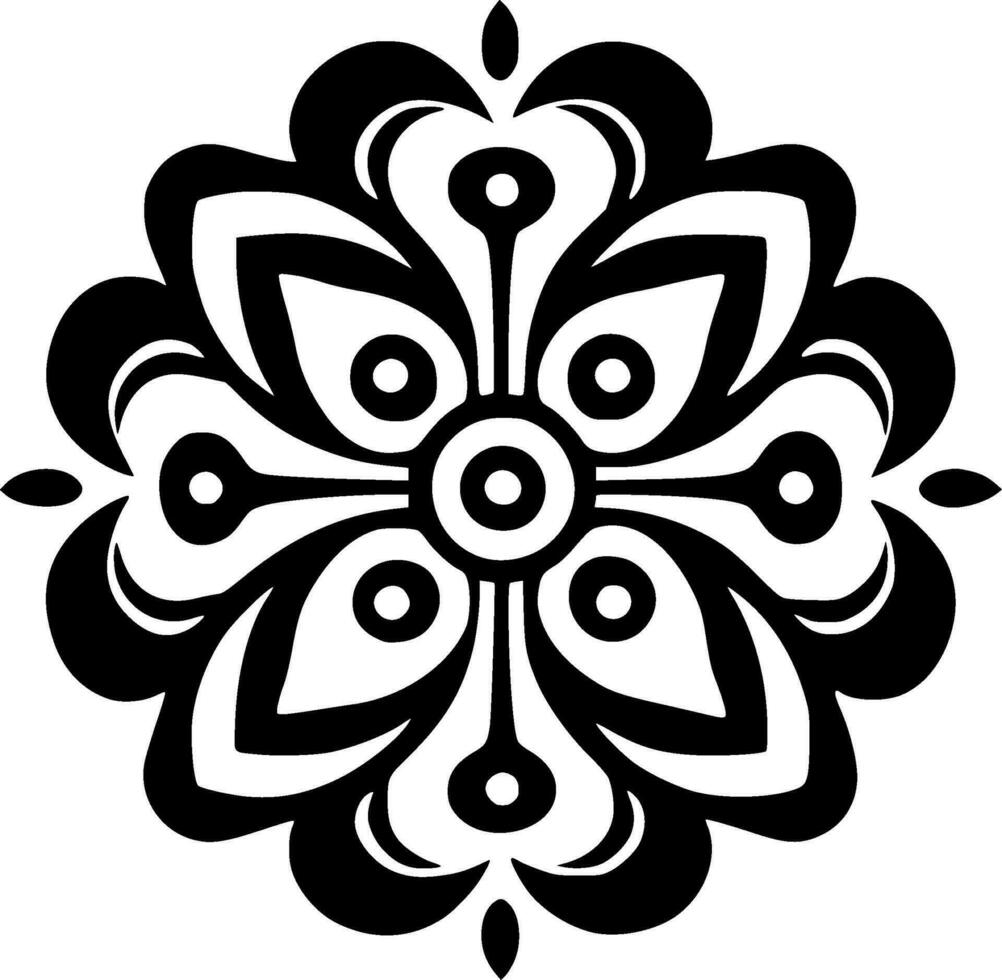 Mandala - Black and White Isolated Icon - Vector illustration