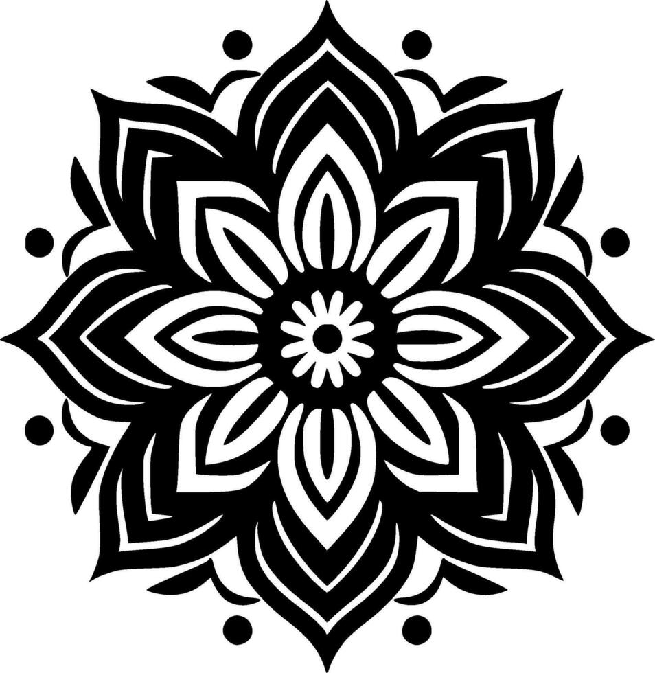 Mandala - Black and White Isolated Icon - Vector illustration