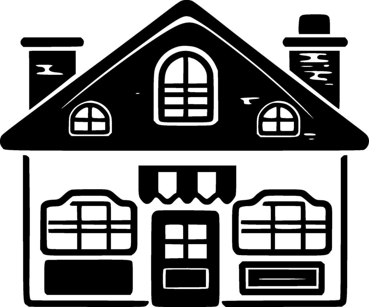 House, Black and White Vector illustration