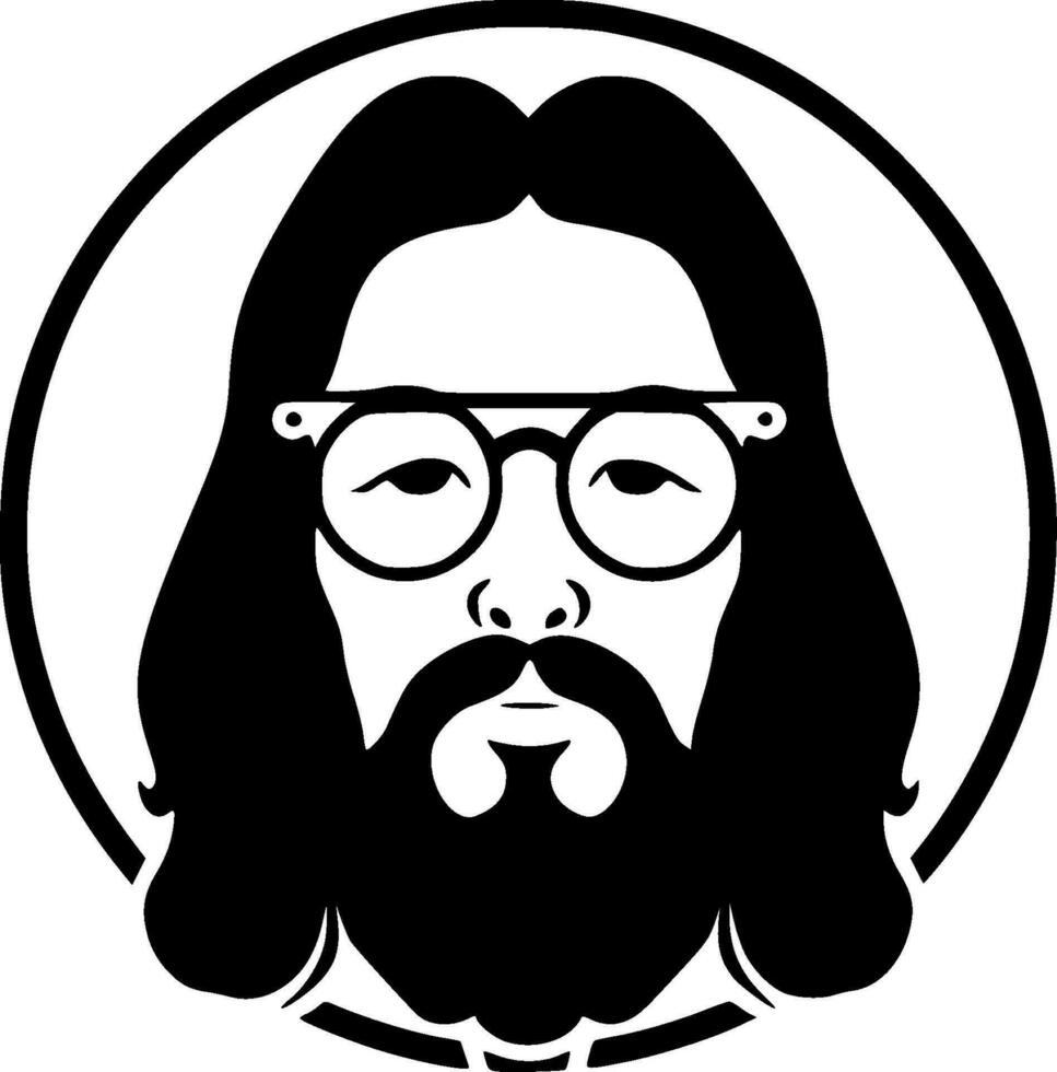 hippy - negro y blanco aislado icono - vector ilustración