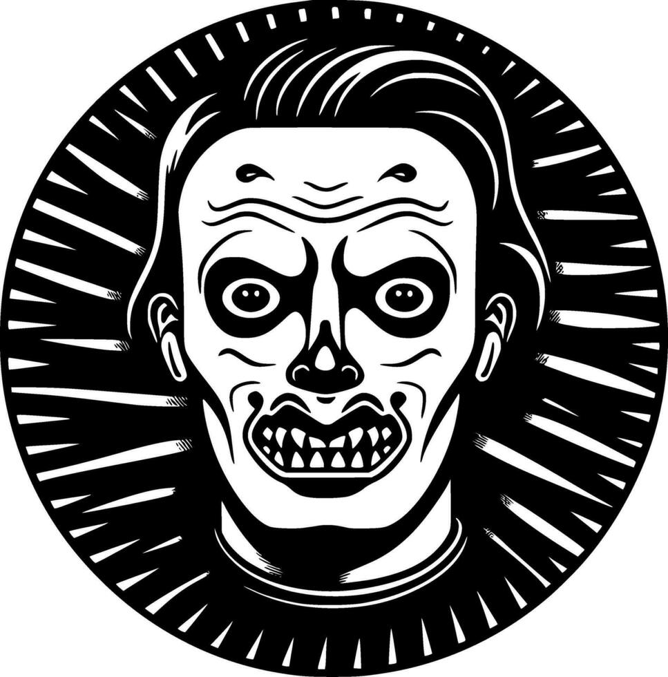 Horror - Black and White Isolated Icon - Vector illustration