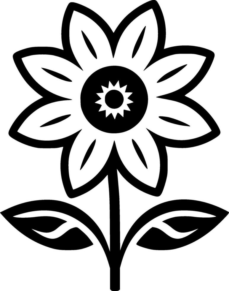 Flower - Black and White Isolated Icon - Vector illustration