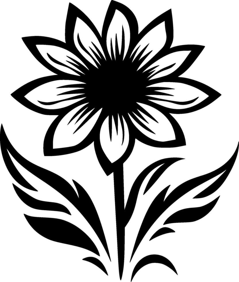 Flower, Black and White Vector illustration