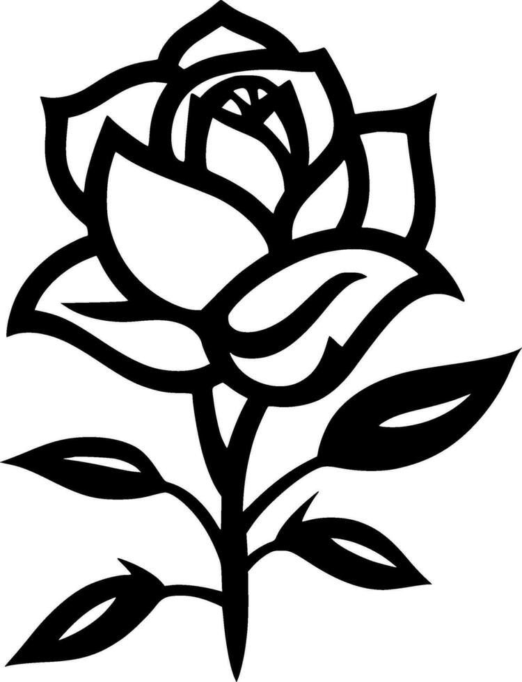 Flower, Black and White Vector illustration