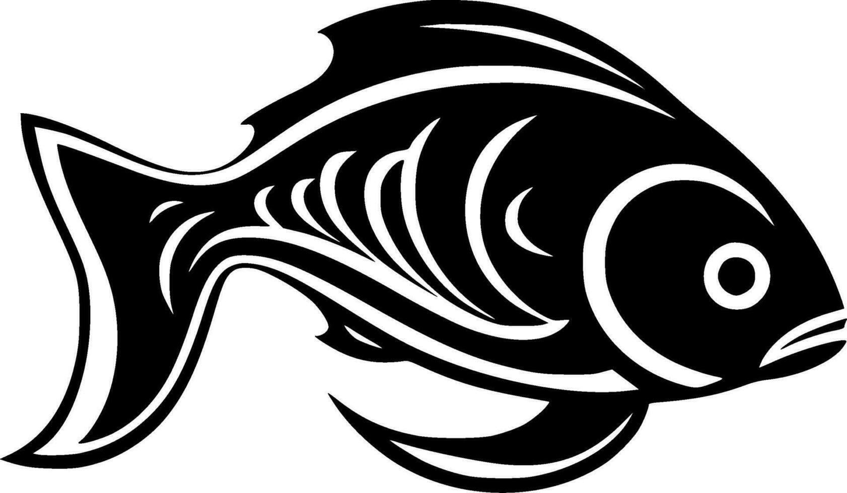 Fish - Black and White Isolated Icon - Vector illustration