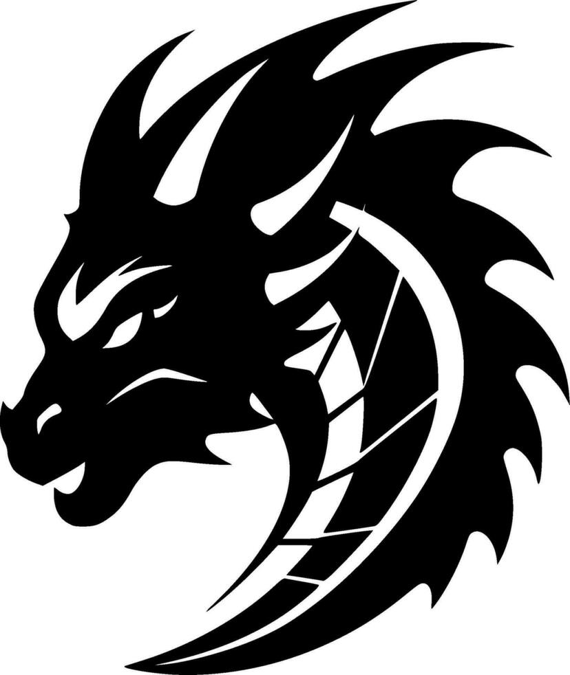 Dragon - Black and White Isolated Icon - Vector illustration