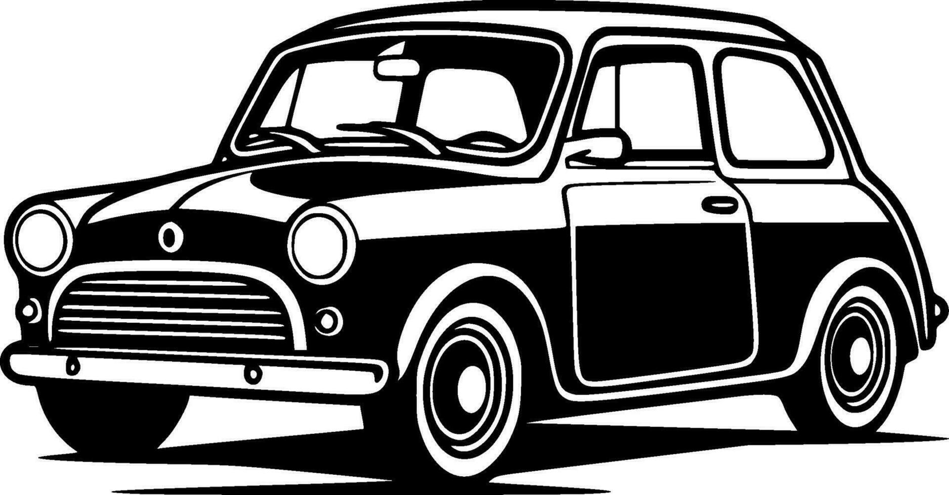 Car, Black and White Vector illustration