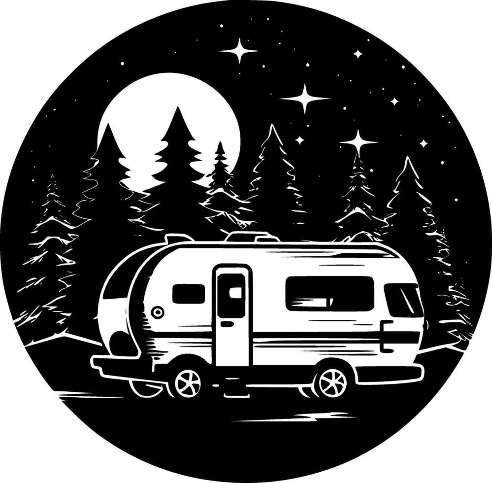 Camping, Minimalist and Simple Silhouette - Vector illustration