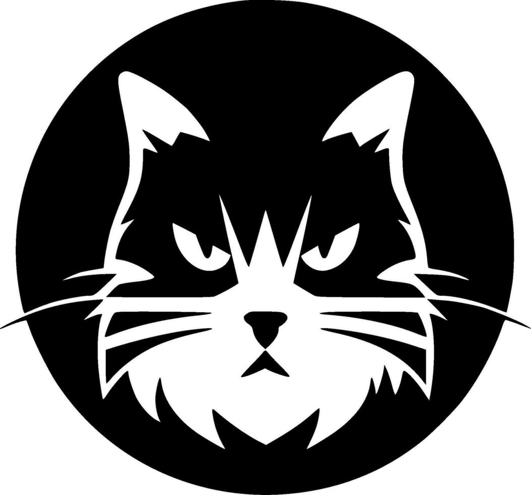 gato - negro y blanco aislado icono - vector ilustración