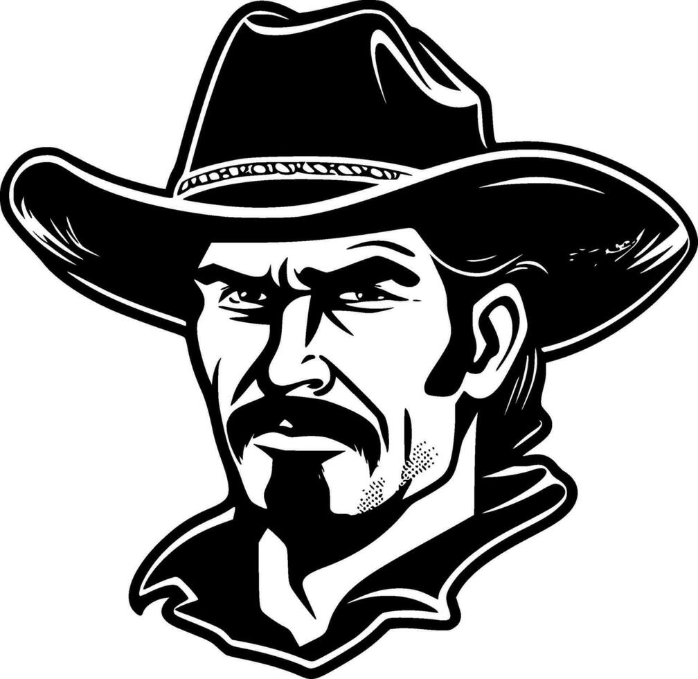 Cowboy, Black and White Vector illustration