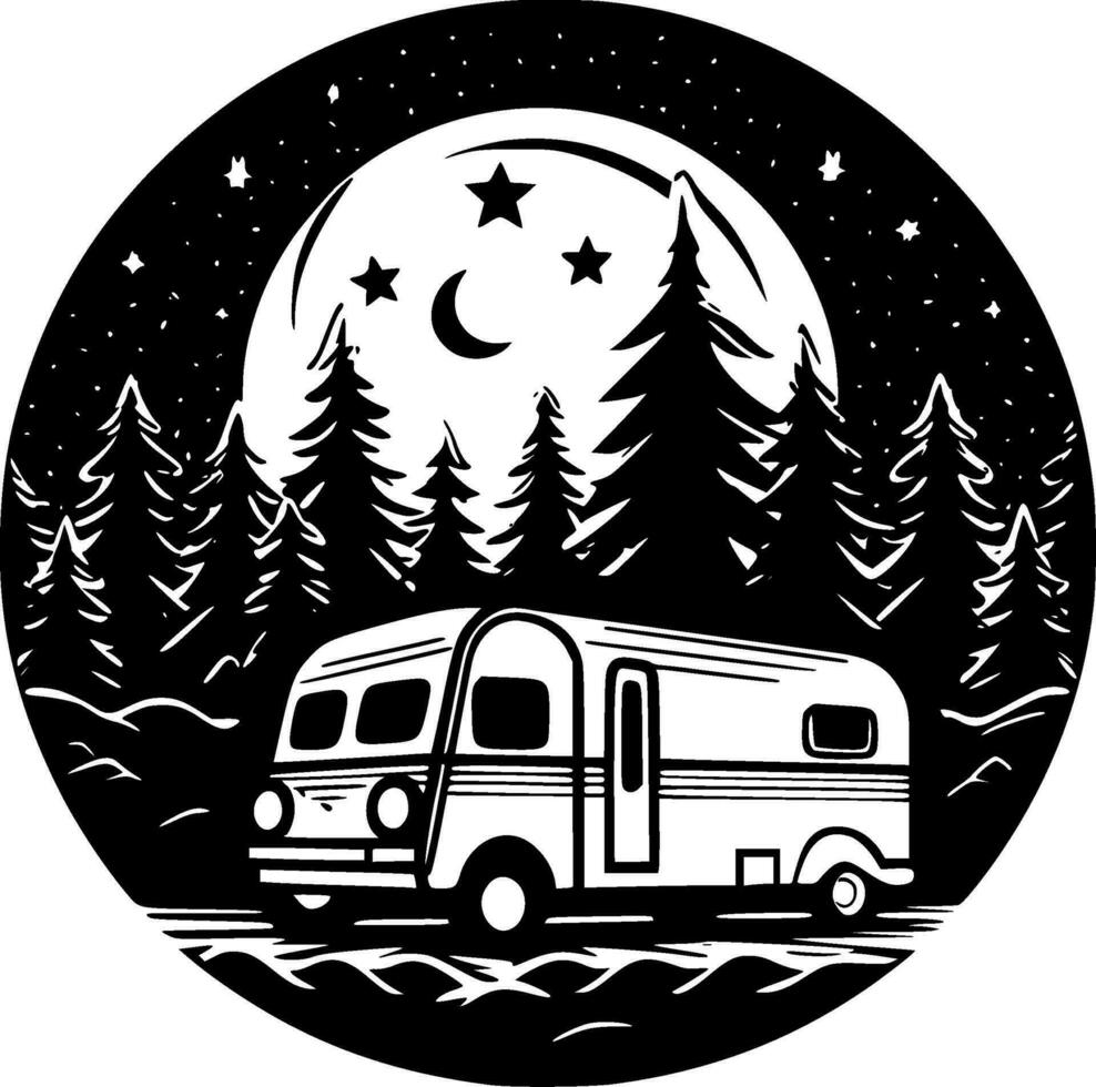 Camping, Minimalist and Simple Silhouette - Vector illustration