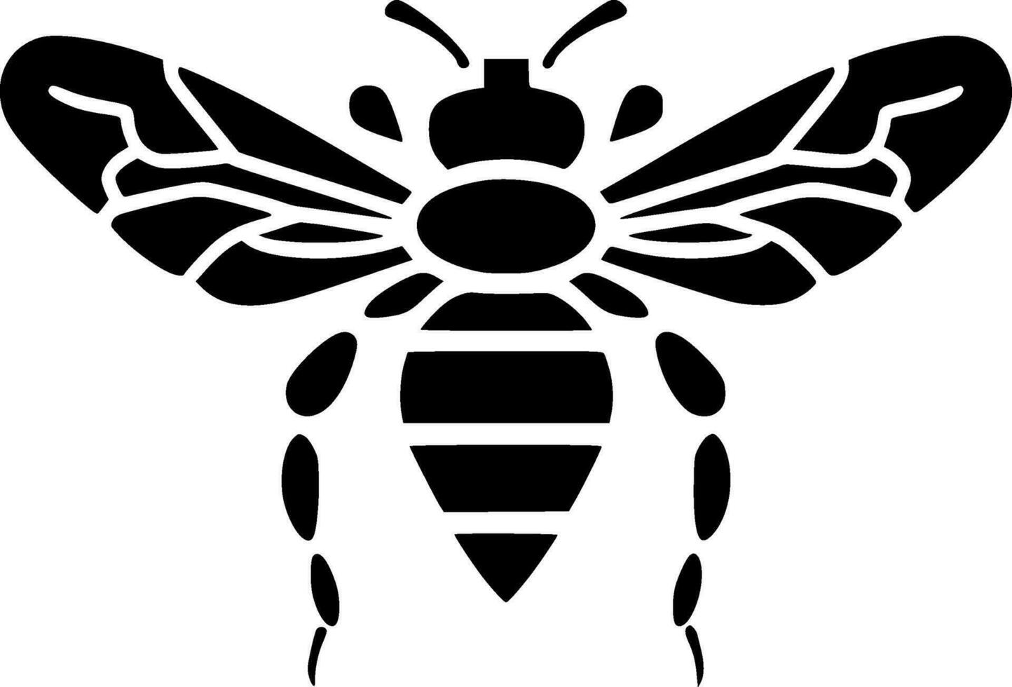 Bee, Black and White Vector illustration