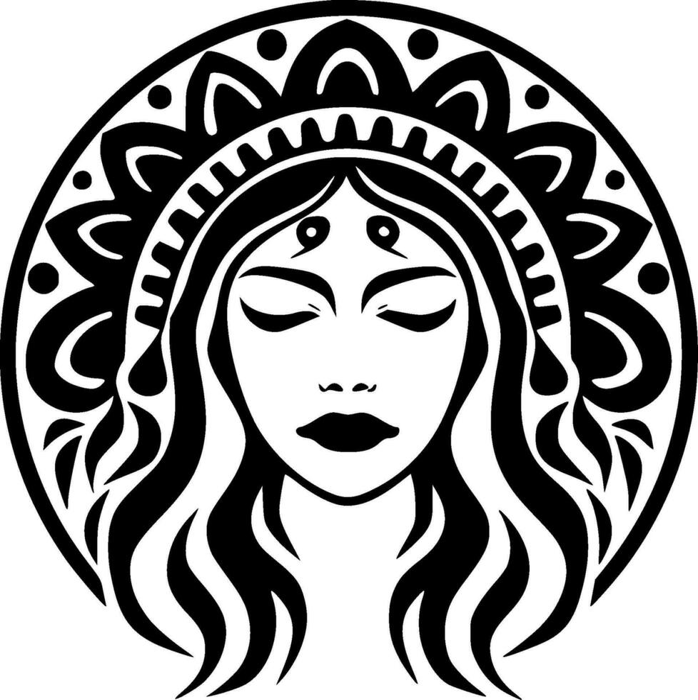 Boho, Black and White Vector illustration