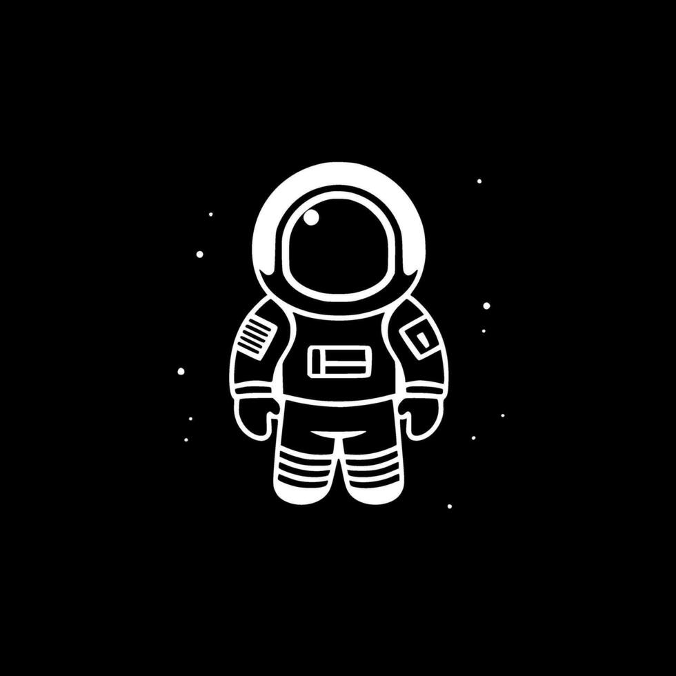 astronauta - negro y blanco aislado icono - vector ilustración