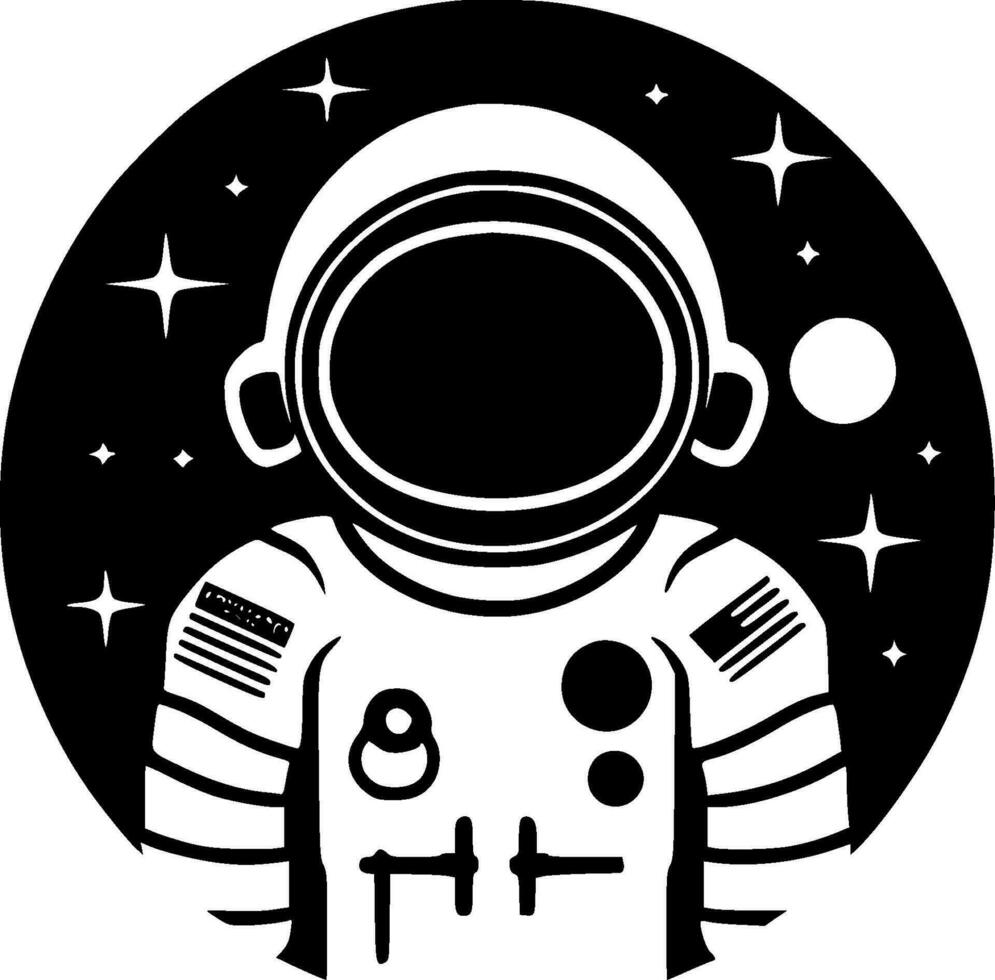 Astronaut - Black and White Isolated Icon - Vector illustration
