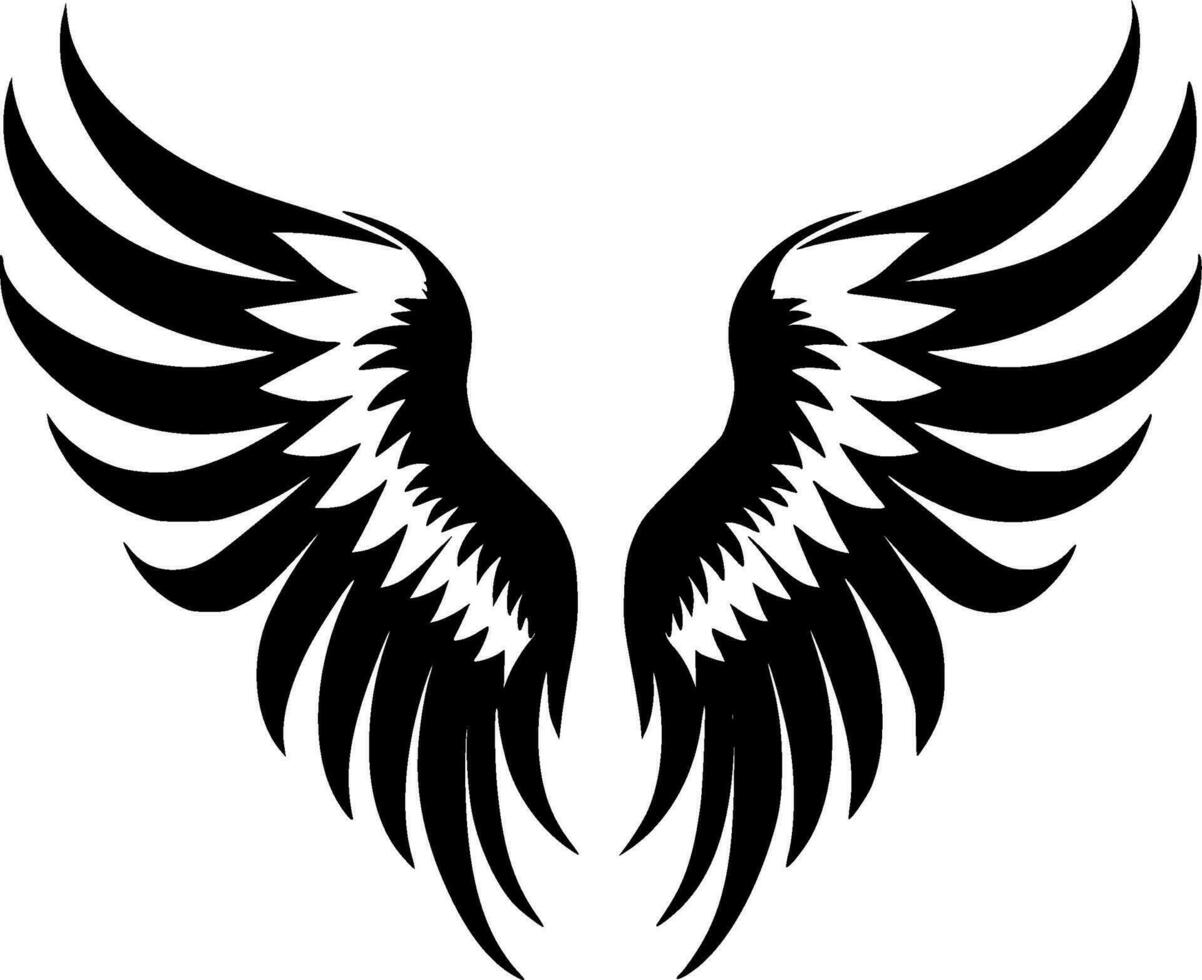 Angel Wings - Black and White Isolated Icon - Vector illustration