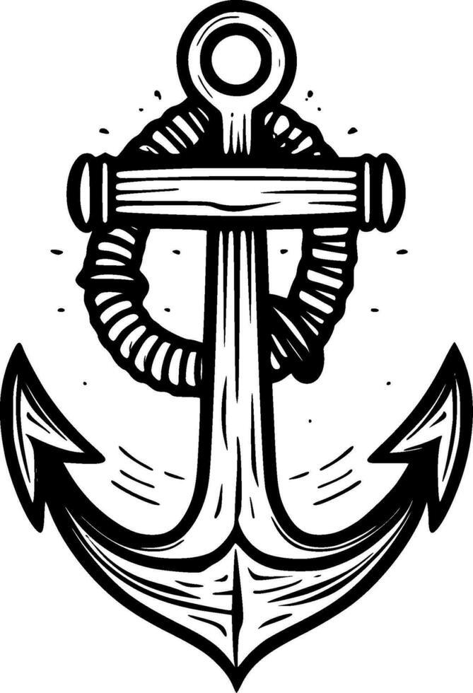 Anchor, Black and White Vector illustration