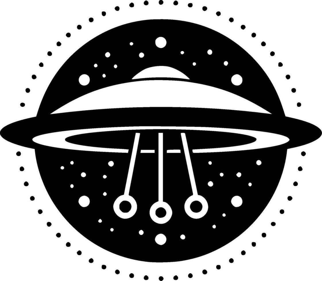 UFO - Black and White Isolated Icon - Vector illustration