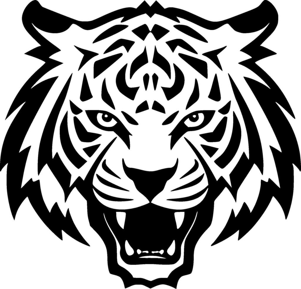 Tigre - negro y blanco aislado icono - vector ilustración