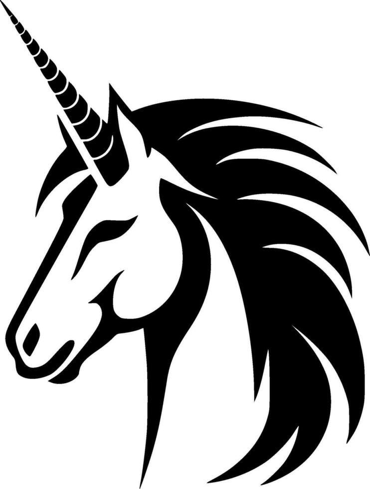 Unicorn, Black and White Vector illustration