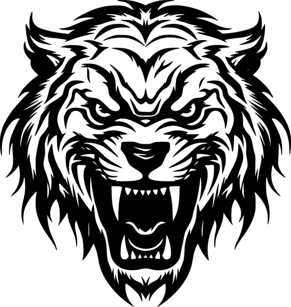 Tiger, Black and White Vector illustration