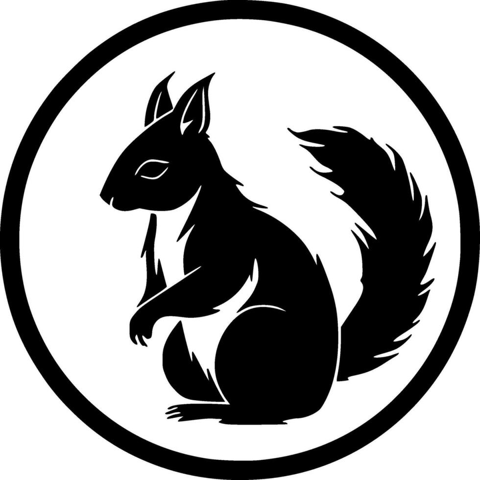 Squirrel - Black and White Isolated Icon - Vector illustration