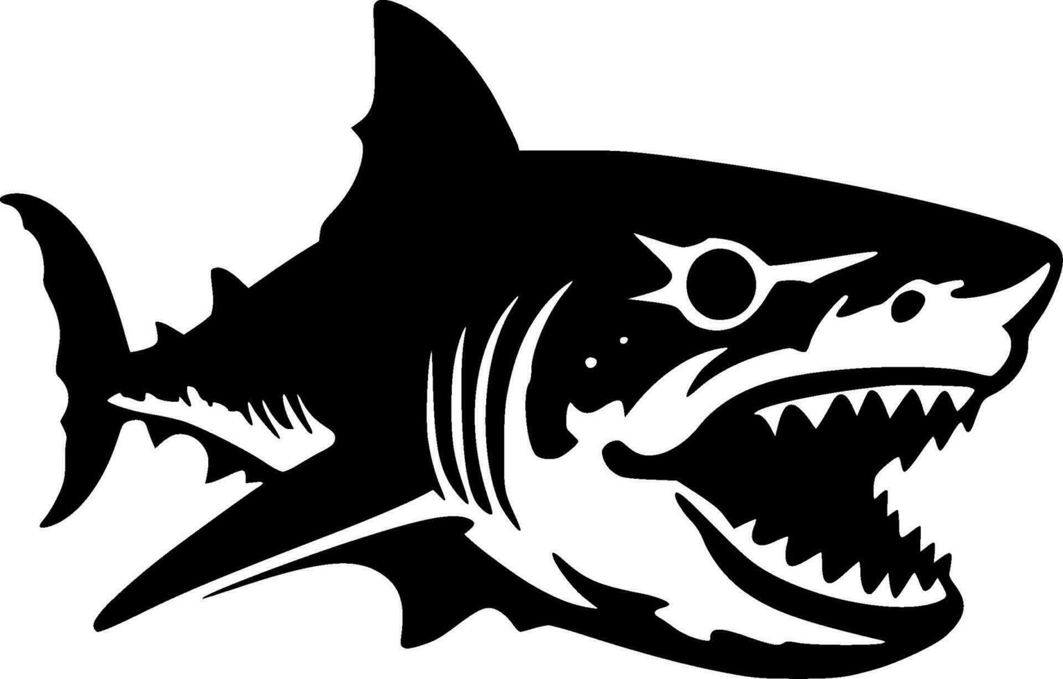 Shark, Black and White Vector illustration