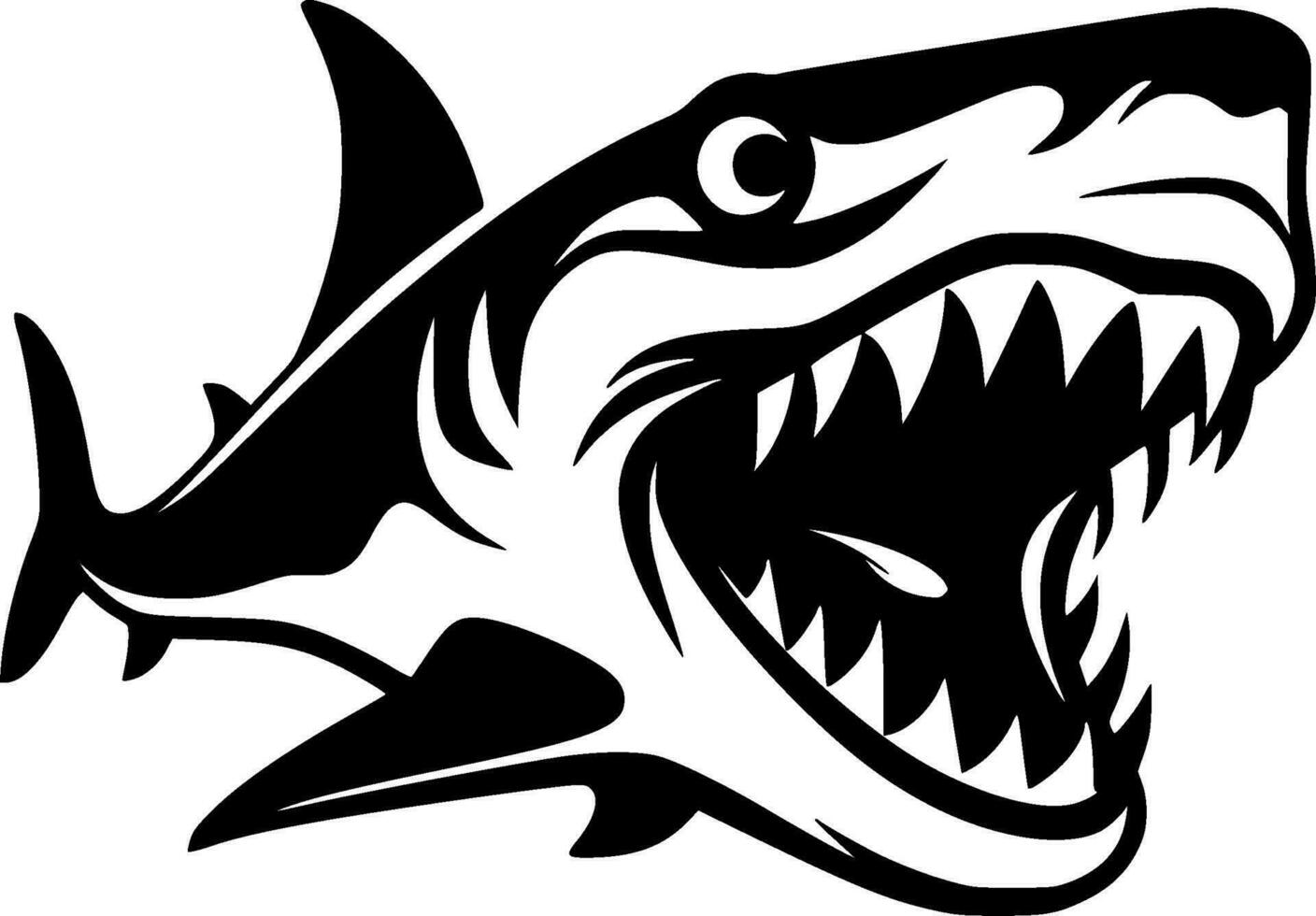 Shark, Black and White Vector illustration