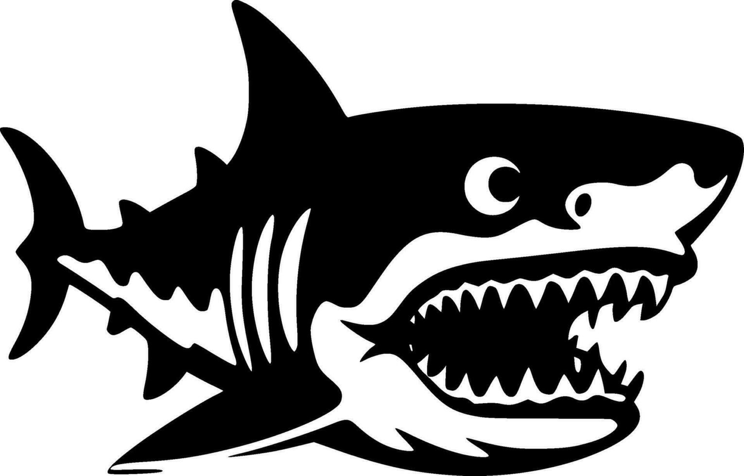 Shark, Black and White Vector illustration