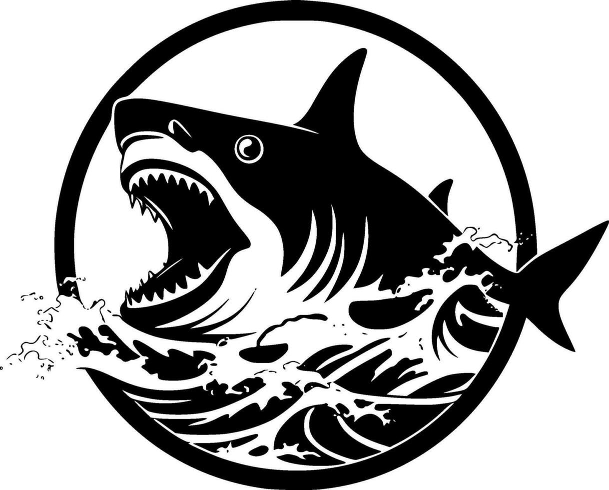 Shark, Black and White Vector illustration