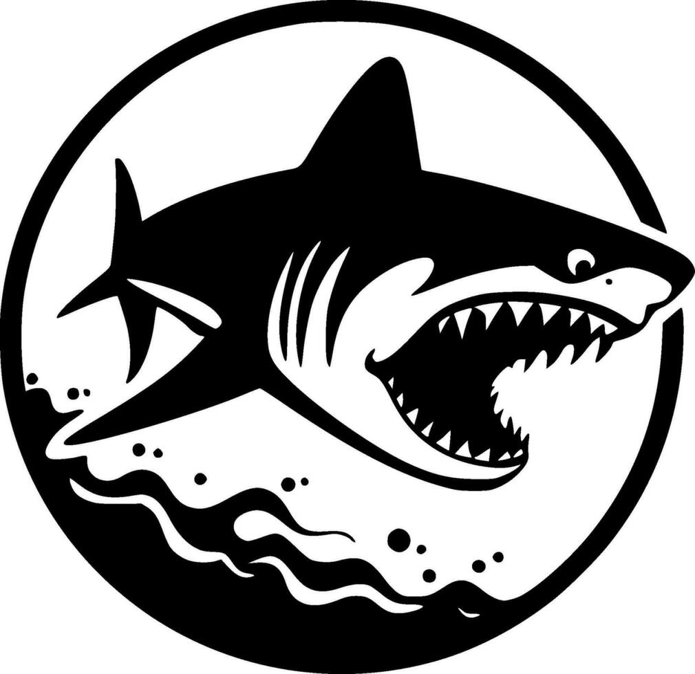 Shark, Black and White Vector illustration