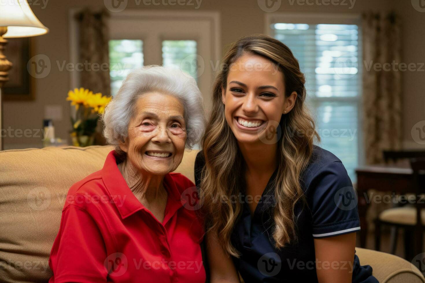 Nurse provides meaningful companionship to elderly woman in her home photo