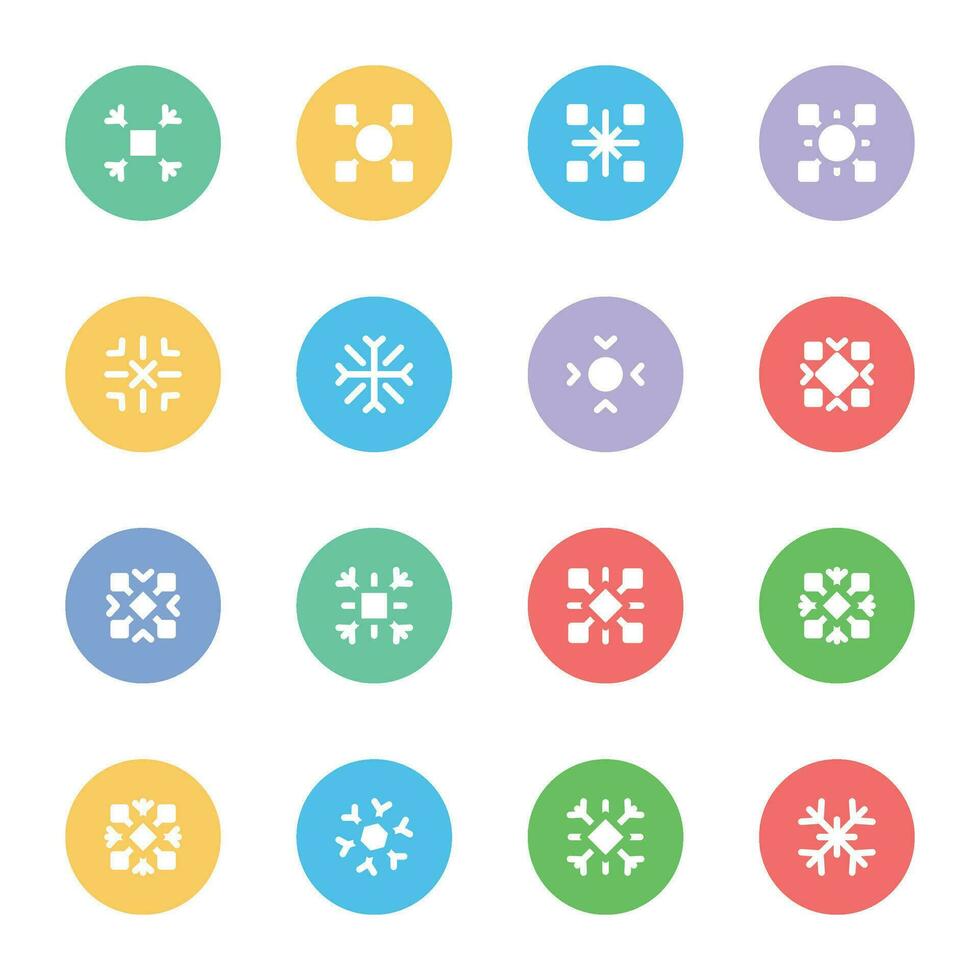 copo de nieve diseños plano redondo íconos vector