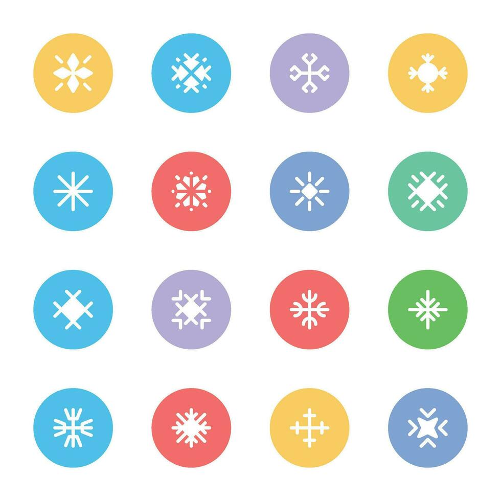 Snowflake Designs Flat Round Icons vector