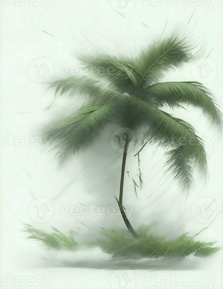 typhoon is coming, strong wind and rain, white background illustration photo