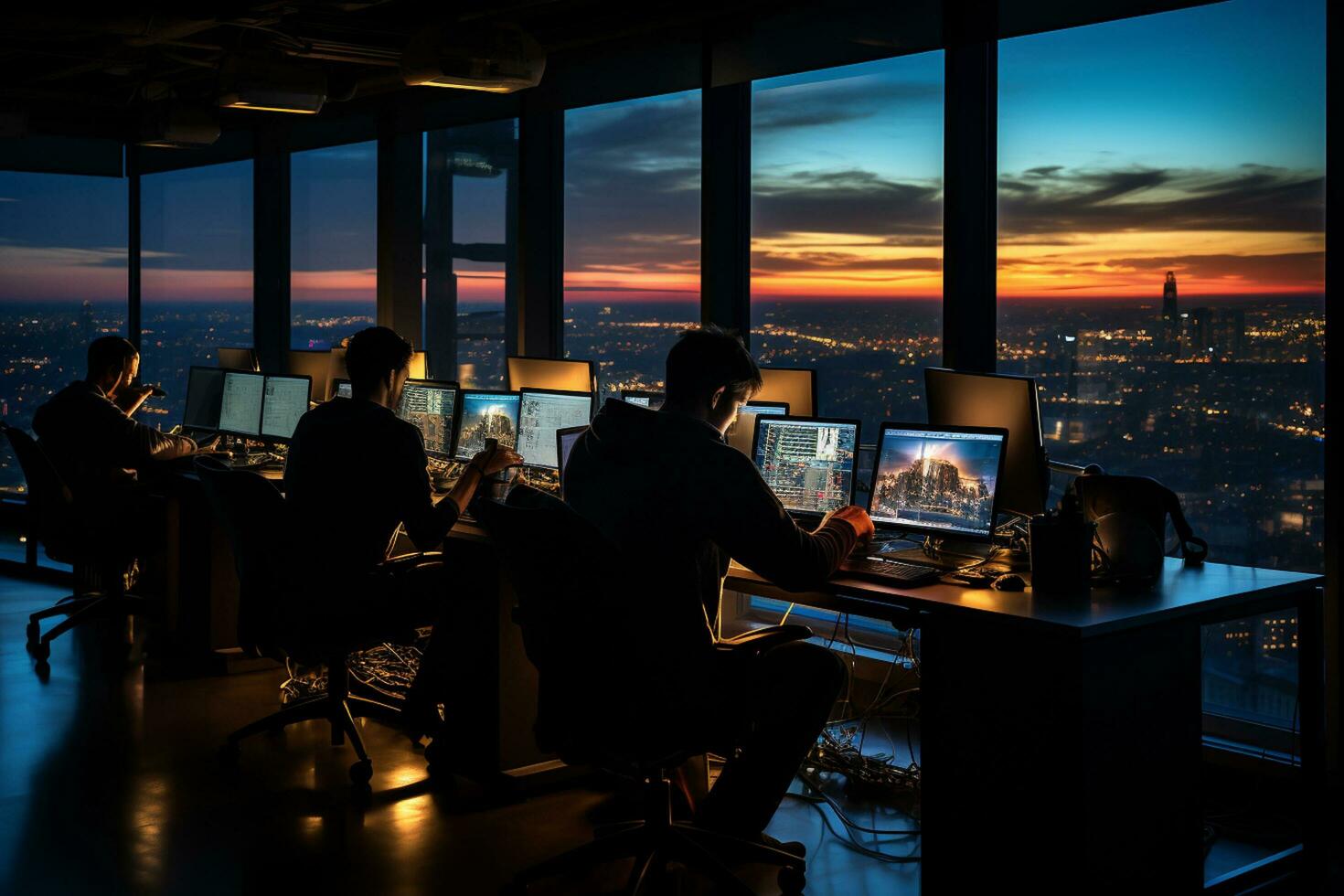 team of programer working with computer photo